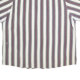 BASIC EDITION Mens White & Burgundy Stripe Short Sleeve Shirt 2XL Cotton Blend