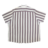 BASIC EDITION Mens White & Burgundy Stripe Short Sleeve Shirt 2XL Cotton Blend