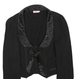 MAX&CO Womens Black Embellished Collar Jacket M Cotton Blend Button Elegant