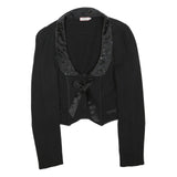 MAX&CO Womens Black Embellished Collar Jacket M Cotton Blend Button Elegant