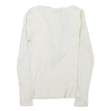 LAUREN RALPH LAUREN Womens White Ruffle Front Cotton Blend Long Sleeve Round