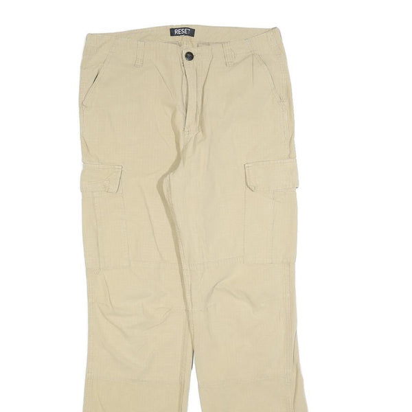 RESET Womens Cotton Blend Beige Regular Cargo Trousers W30 L30 Casual Zip