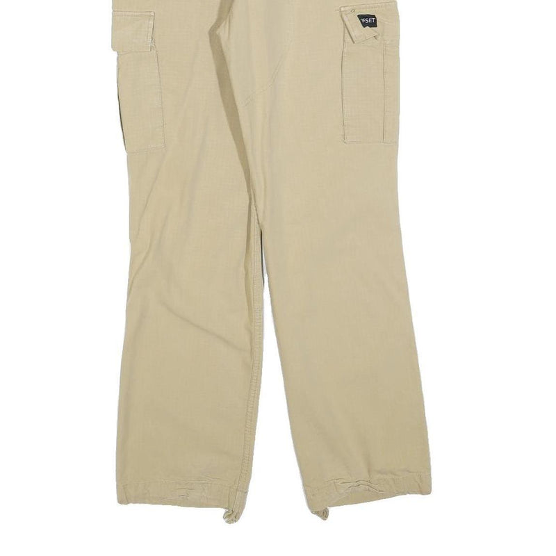RESET Womens Cotton Blend Beige Regular Cargo Trousers W30 L30 Casual Zip