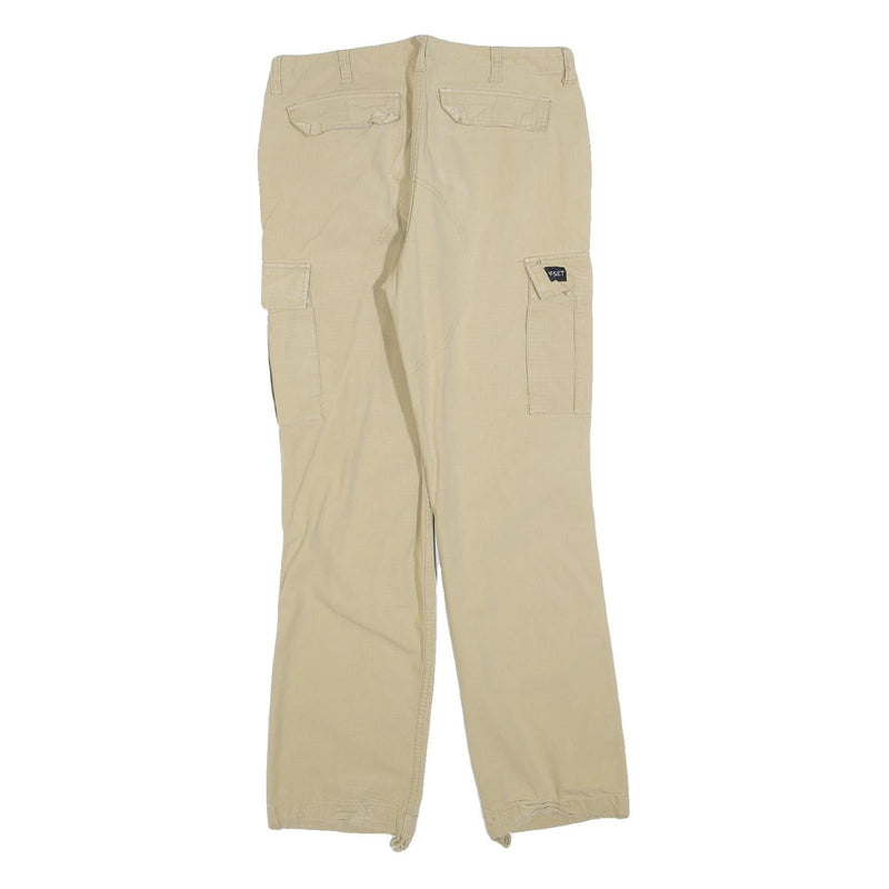 RESET Womens Cotton Blend Beige Regular Cargo Trousers W30 L30 Casual Zip