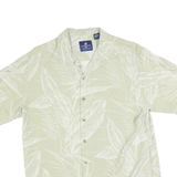 CARABIAN JOE Mens Cream White Leaf Print Shirt M Short Sleeve Casual Summer