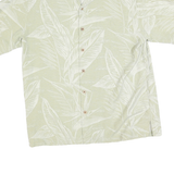 CARABIAN JOE Mens Cream White Leaf Print Shirt M Short Sleeve Casual Summer