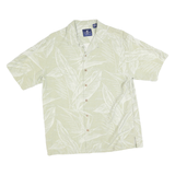 CARABIAN JOE Mens Cream White Leaf Print Shirt M Short Sleeve Casual Summer