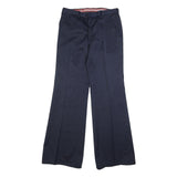 Mens Navy Relaxed Wide-Leg Trousers W32 L35 Formal Classic Zip Pockets