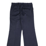 Mens Navy Relaxed Wide-Leg Trousers W32 L35 Formal Classic Zip Pockets
