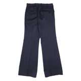 Mens Navy Relaxed Wide-Leg Trousers W32 L35 Formal Classic Zip Pockets