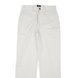 GSWD Mens Cotton Blend White Regular Straight Trousers W30 L32 Classic Zip