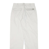 GSWD Mens Cotton Blend White Regular Straight Trousers W30 L32 Classic Zip