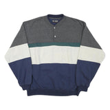 M.E SPORT Mens Grey Blue Crew Neck Sweatshirt Cotton Blend M Colour Block Casual