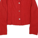 Womens Red Cotton Blend Button Jacket XS Woven Classic Tailored