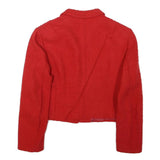 Womens Red Cotton Blend Button Jacket XS Woven Classic Tailored