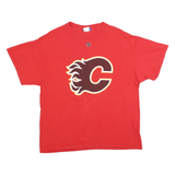 REEBOK Mens Red Calgary Flames Iginla Graphic T-Shirt L Short Sleeve Crew Neck