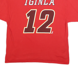 REEBOK Mens Red Calgary Flames Iginla Graphic T-Shirt L Short Sleeve Crew Neck