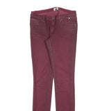 TOMMY HILFIGER Womens Cotton Blend Burgundy Slim Skinny Trousers W27 L34 Stylish