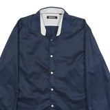 DKNY Mens Navy Blue Plain Shirt M Cotton Blend Button Collar Long Sleeve Classic
