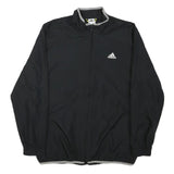 ADIDAS Mens Black Nylon Jacket L Plain Zip Track Sportswear