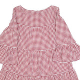 ZARA Womens Red & White Gingham Day Cotton Blend Dress XS Ruffle Sleeve Short