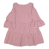 ZARA Womens Red & White Gingham Day Cotton Blend Dress XS Ruffle Sleeve Short