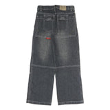 COCKY Mens Regular Fit Black Denim Jeans W26 L24 Embroidered Patchwork Zip