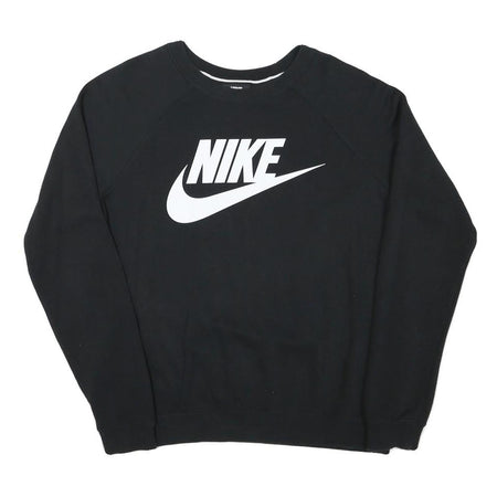 NIKE Mens Black Crew Neck S Sweatshirt Cotton Blend Logo Print