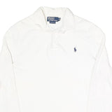 POLO RALPH LAUREN Mens White Long Sleeve Plain S Cotton Blend Polo Shirt