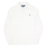 POLO RALPH LAUREN Mens White Long Sleeve Plain S Cotton Blend Polo Shirt