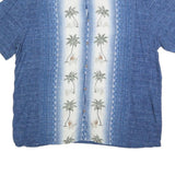 ISLAND SHORES Mens Blue & White Shirt 2XL Cotton Blend Casual Tropical Print