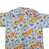 USGHERR Womens Blue & Orange Floral Printed Shirt Short Sleeve V-Neck XL Cotton