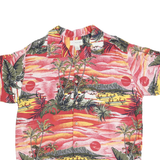 FALLS CREEK Mens Red Summer Print Hawaiian Shirt L Beach Tropical