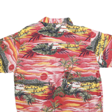 FALLS CREEK Mens Red Summer Print Hawaiian Shirt L Beach Tropical