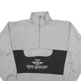 SKIPPER Mens Grey & Black Young Generation Half Zip Sweatshirt XL Cotton Blend