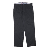 TOMMY HILFIGER Mens Cotton Blend Black Regular Fit Straight Leg Trousers W36 L32