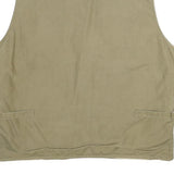 LISONG Mens Beige Utility Vest L Woven Plain Multi Pocket Zip Up Outdoor