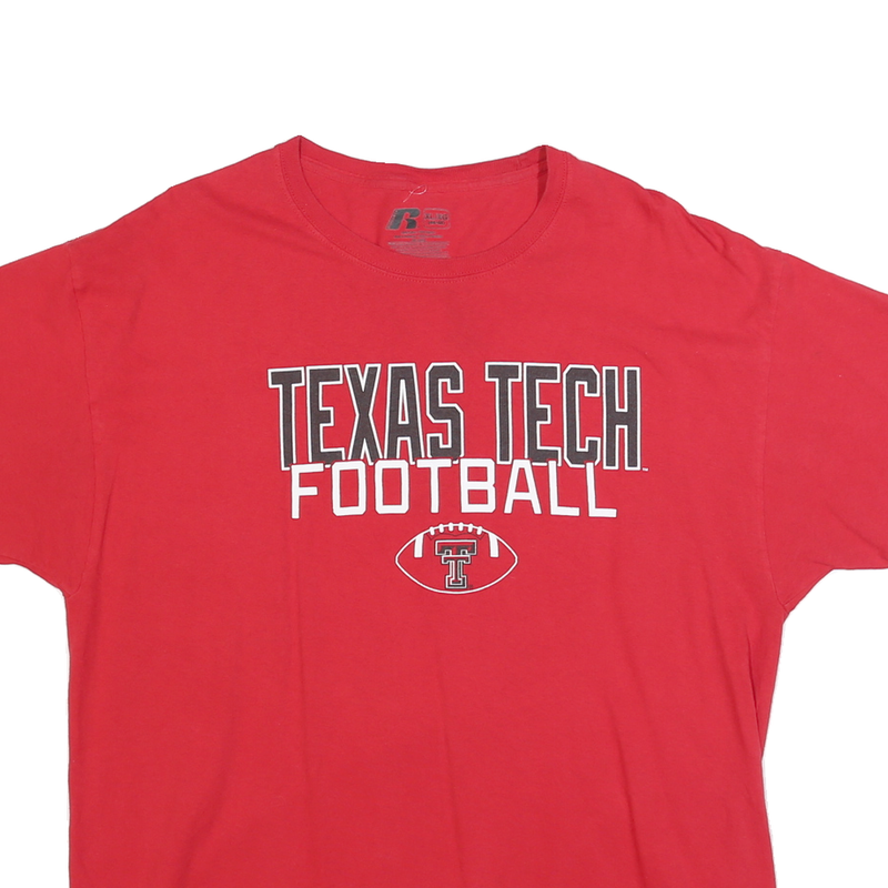 RUSSELL ATHLETIC Mens Red Texas Tech Football T-Shirt XL Short Sleeve Crew Neck