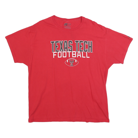 RUSSELL ATHLETIC Mens Red Texas Tech Football T-Shirt XL Short Sleeve Crew Neck
