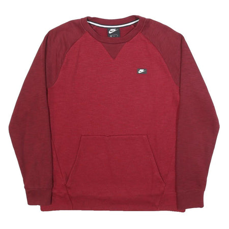 NIKE Mens Red & Burgundy Crew Neck M Cotton Blend Sweatshirt Casual Pullover