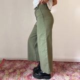 Unbranded Cropped Trousers - 28W UK 10 Green Cotton