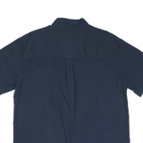 CHAPS Mens Navy Blue Cotton Blend Shirt L Button-Down Collar Short Sleeve Casual