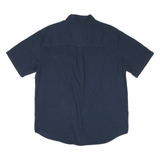 CHAPS Mens Navy Blue Cotton Blend Shirt L Button-Down Collar Short Sleeve Casual
