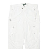 LAUREN RALPH LAUREN Womens White Cotton Blend Regular Tapered Trousers W30 L26