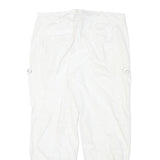 LAUREN RALPH LAUREN Womens White Cotton Blend Regular Tapered Trousers W30 L26