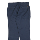 DICKIES Mens Cotton Blend Navy Regular Straight Trousers W34 L30 Workwear