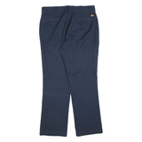 DICKIES Mens Cotton Blend Navy Regular Straight Trousers W34 L30 Workwear