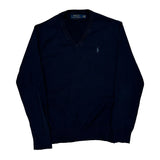 Polo By Ralph Lauren V-Neck Sweater - Small Navy Cotton