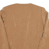 Womens Beige Cotton Blend Button Jacket S Plain Classic Stylish Retro