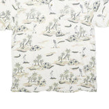 SUN CASUALS Mens White Golf Scene Print Short Sleeve Polo Shirt M Casual